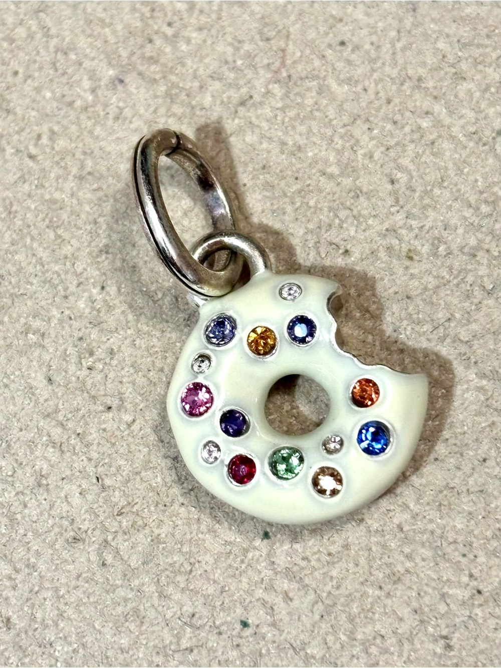 🆕Listing! Brighton Donut charm White enamel Crystal sprinkles YUMMY! Retired